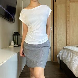 Vintage patterned black and white straight line skirt